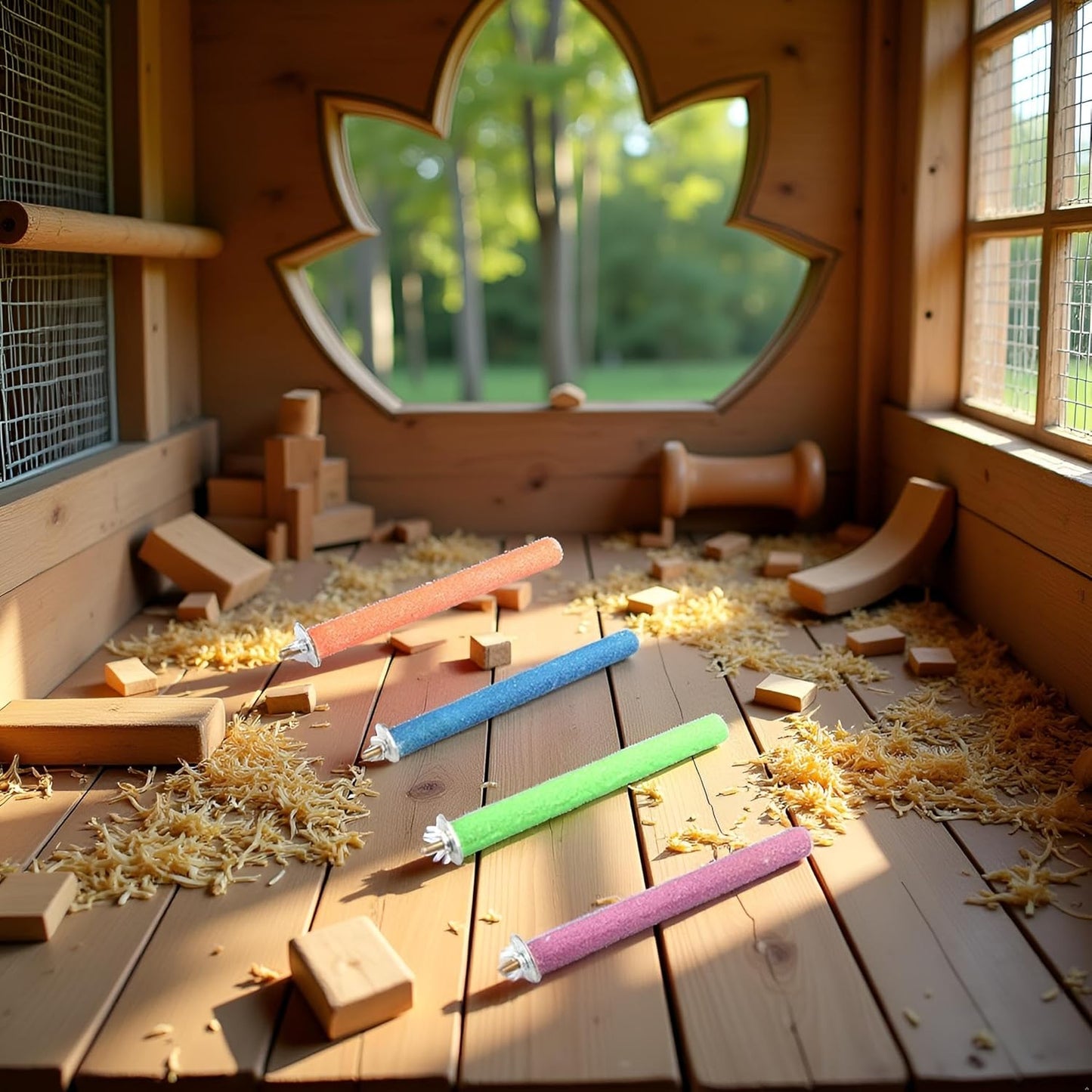 1Pc Random Color Bird Perch Stand Toy Wood Parrot Perch Stand Grinding Claw Sticks Sanded Surface Cage Toy for Parakeets Finches Parakeet Toys，Birdcage Accessories, Bird Perches