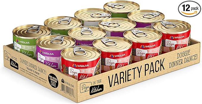 Weruva Dogs in the Kitchen, Variety Pack, Doggie Dinner Dance!, Wet Dog Food, 10oz Cans (Pack of 12)