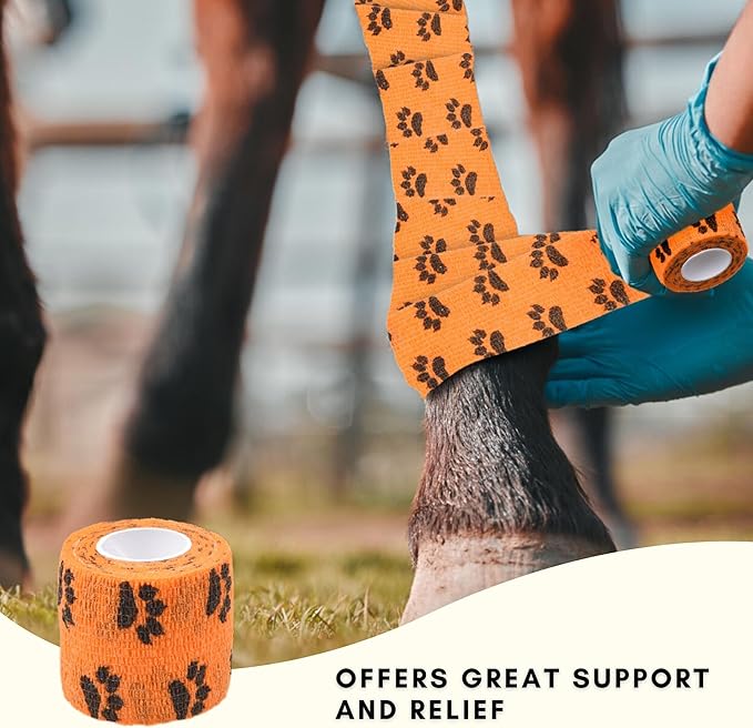 Eco-Fused Self-Adhering Bandage - Injury Wrap Tape for Pets, Dogs, Cats, Horses - Pack of 12 - Dog Bandages for Legs - Prevent Licking - Does not Stick to Hair - Elastic, Water Repellent, Breathable