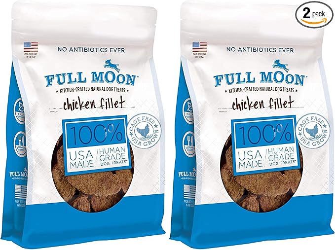Full Moon Chicken Fillet Healthy All Natural Dog Treats Human Grade Made in USA 48 oz (Pack of 2)