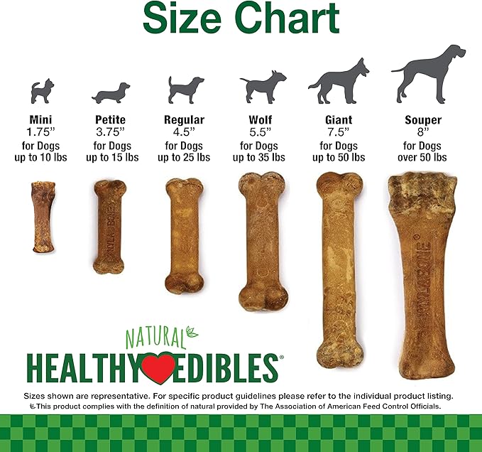 Nylabone Healthy Edibles Natural Dog Chews, Long Lasting Bones for Dogs, Turkey & Apple Flavor Dog Treats, Small (4 Count)