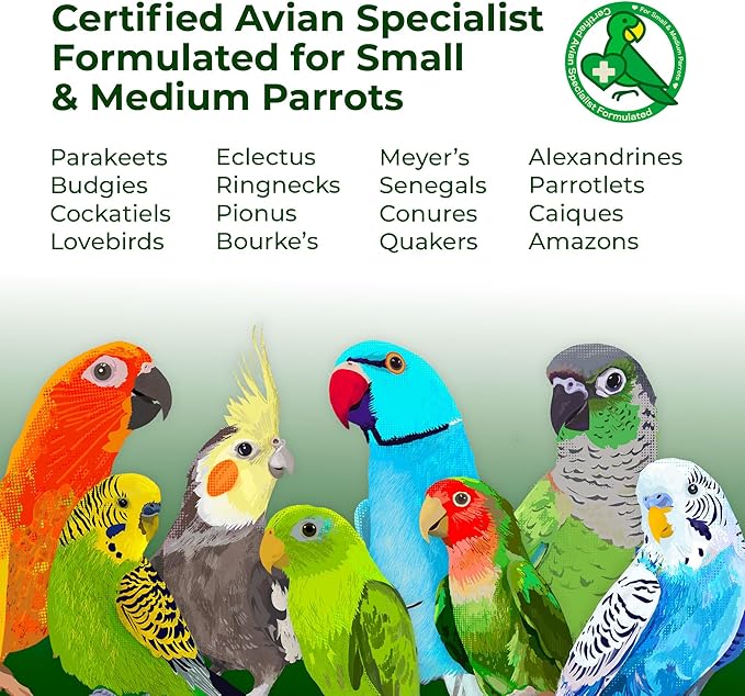 Essential Energy Organic Parrot Food, USDA Certified, Non-GMO, for Small and Medium Parrots, 2 lbs
