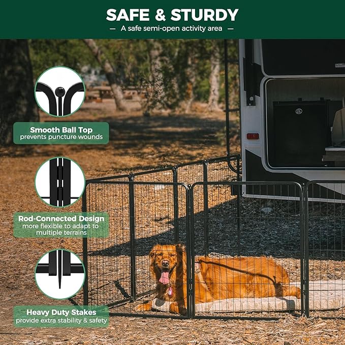 FXW Rollick Unleashed Dog Playpen for Indoor, Yard, RV Camping, 24 inch 16 Panels Dog Pen with Playpen Storage Bag (2 Packs) for Small and Puppy Dogs, Black│Patented