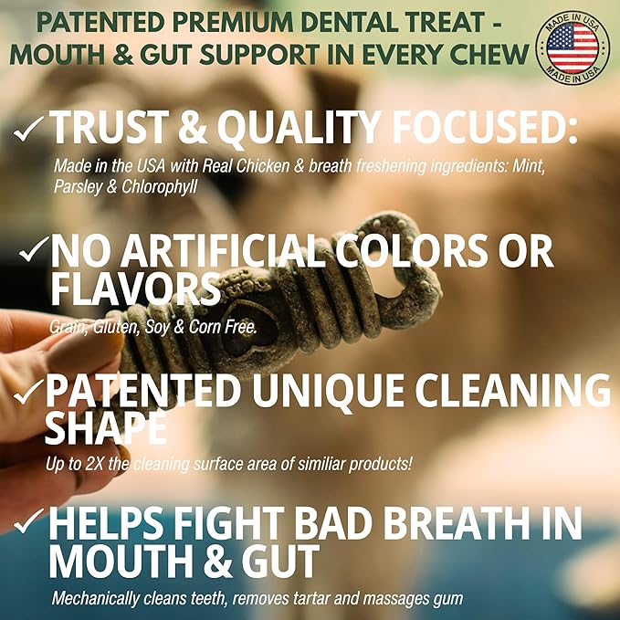 Loving Pets Ora-Bone™ Dental Chews for Dogs – USA Made Dog Dental Sticks with Parsley & Mint – Patented Shape to Reduce Plaque, Tartar, Massage Gums & Freshen Breath (Small Dogs 14 oz.)