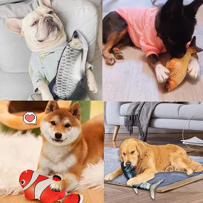 VAIZIQ Flopping Fish Electric Dog Toy - Realistic Moving Rocking Interactive Pet Toy for Small Medium Dogs, Chew Toy for Dog Exercise & Boredom Relief