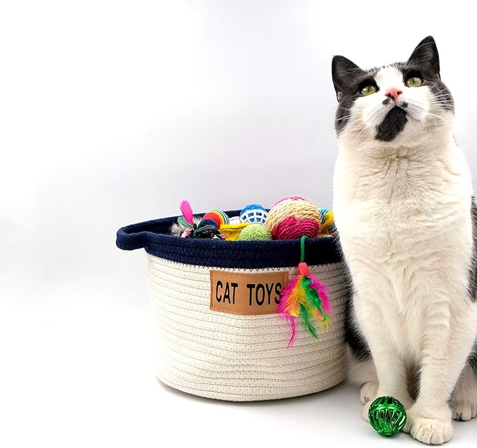 Midlee Cat Toy Rope Cotton Basket (Large)
