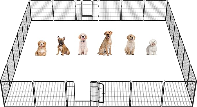 Topeakmart Dog Playpen Outdoor Puppy Exercise Pen Indoor Portable Pet Fence for Yard/RV Camping, 32 Inch 24 Panels