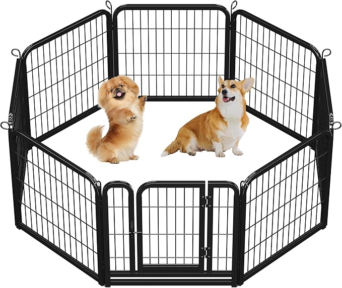 Topeakmart Unleashed Dog Playpen 24 inch 8-Panel Portable Pet Fence for Small/Medium/Large Dogs | Indoor, Outdoor, Yard & RV Camping Use