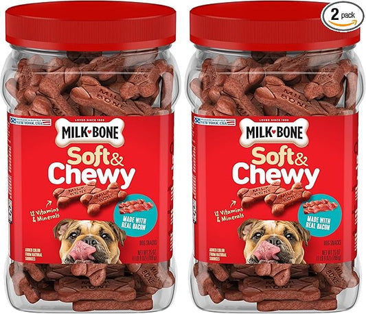 Milk-Bone Soft & Chewy Dog Treats Made with Real Bacon, 25 Ounce, (Pack of 2)