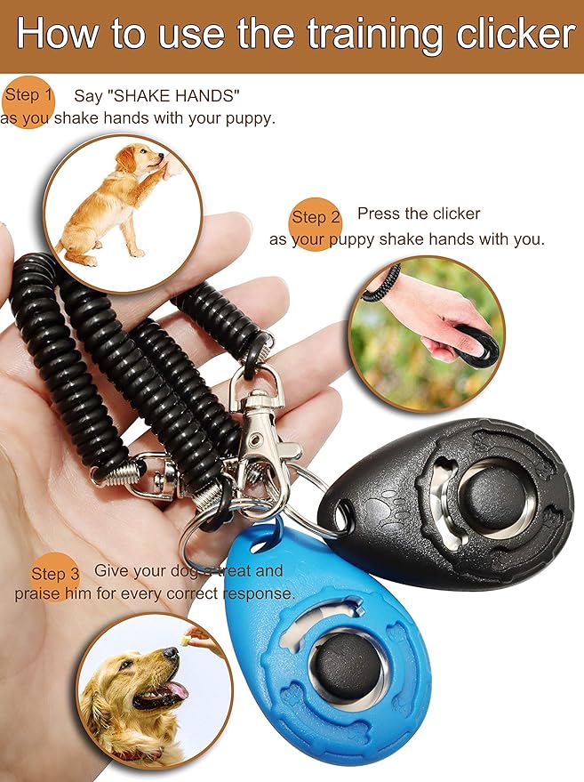 Chadou Pet Training Clicker for Dog, Clickers with Wrist Strap for Cat Bird Puppy, 2 Pack