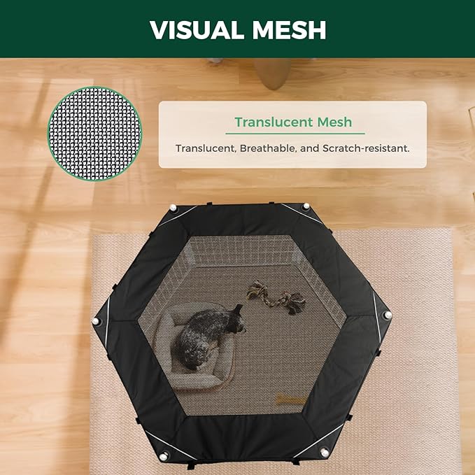 FXW Homeplus Indoor Dog Playpen with Hexagon Mesh Top Cover for Escape Prevention, 32 Inch 6 Panels Heavy Duty Dog Pen for Small and Medium Dogs, White│Patented