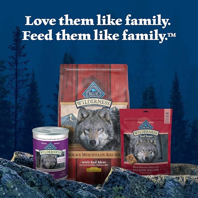 Blue Buffalo Wilderness Rocky Mountain Recipe High-Protein Healthy Weight Adult Dry Dog Food, Made in The USA with Natural Ingredients Plus Wholesome Grains, Red Meat, 22-lb. Bag