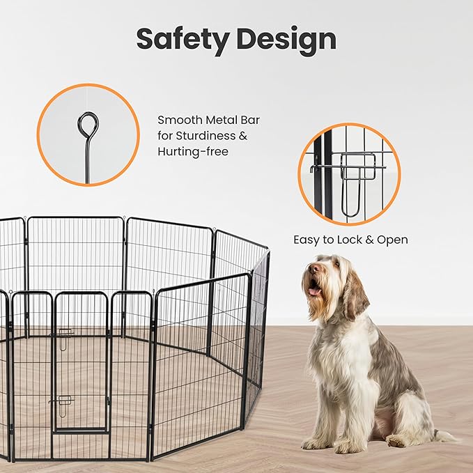 Simple Deluxe Dog Playpen Outdoor Indoor, 40 Inch 6 Panels Dog Fence for Small Dogs Puppy, Perfect Dog Pen for Camping, Yard, RV, Garden Fence, Black