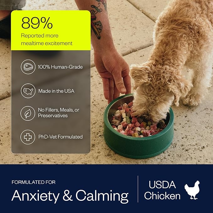 Maev Human-Grade Chicken Dog Food, Anxiety & Calming Formula, Whole Ingredient, Gluten-Free, High Protein Puppy & Dog Food, 10 lb