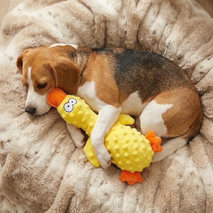 Calming Duck for Dogs, Interactive Squeaky Dog Chew Toy with Built-in Squeaker, Stuffed Duck Dog Squeaky Toy to Keep Them Busy for Small, Medium & Large Dogs Cats