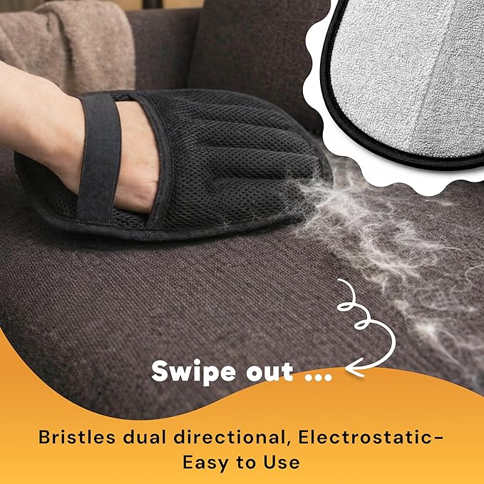 Pet Hair Removal Glove, Reusable Dog & Cat Hair Remover Mitt, Electrostatic Fur Remover for Furniture, Couch, Car, Carpet, Lint Roller Alternative Grooming Glove