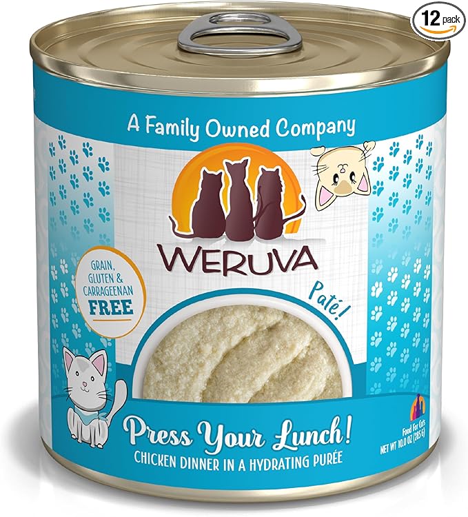 Weruva Wet Cat Food, Press Your Lunch with Chicken Pate, 10oz Can, Pack of 12