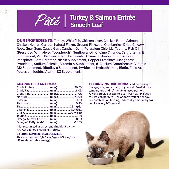 Wellness Complete Health Pate Adult Canned Wet Cat Food, Natural, Protein Rich, Grain Free, Turkey and Salmon Entrée Recipe, 5.5 oz, Pack of 24 Cans