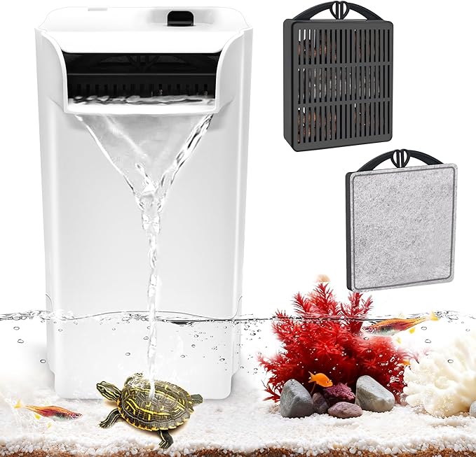 GOZILLA 8W 148GPH Turtle Tank Filter,Aquarium Filter for Low Water Level Tank,Adjustable Water Flow Turtle Filter for Turlte Tank, Fish Tank Filter for 10-30 GAL Aquarium Tank. (White)
