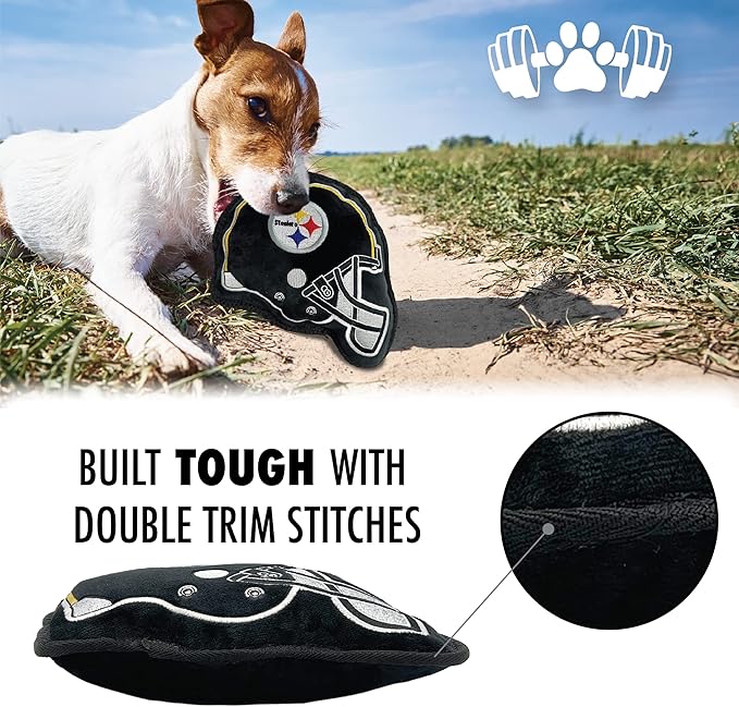 The 1st Ever Tough but Smooth Dog Toy NFL Pittsburgh Steelers Football Helmet Tough Pet Toy. A Premium Quality Doggie Toy with Built-in Squeaker. Sports Fans Favorite Chew Toy