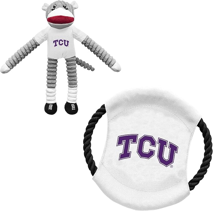 Littlearth NCAA Unisex NCAA Sock Monkey and Flying Disc Pet Toy Combo Set