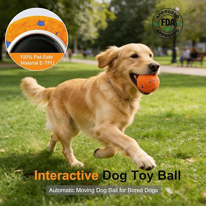 Interactive Automatic Bouncing Dog Ball, Motion Activated Self Moving Toy for Boredom & Separation Anxiety, Durable Chew-Proof ETPU Shell, Rechargeable Pet Ball for Indoor Outdoor, Small Medium Dogs
