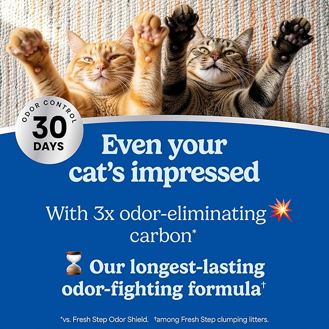 Fresh Step Heavy Duty Odor Block Multi Cat Clumping Litter with Febreze, 22 lb (Package May Vary)