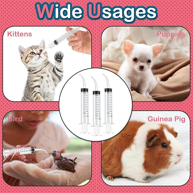 12 Pieces Baby Bird Feeding Syringe 12 ml Pet Liquid Syringes Kitten Feeder for Small Dogs Cats Puppy Kitten and Other Small Animal Breeding Supplies