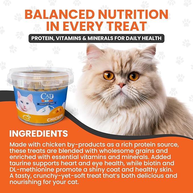 Scoochie Pet Cat by Scoochie – Chicken Flavored Cat Treats, Crunchy Outside & Creamy Inside, 3 | 8.8 oz Tubs
