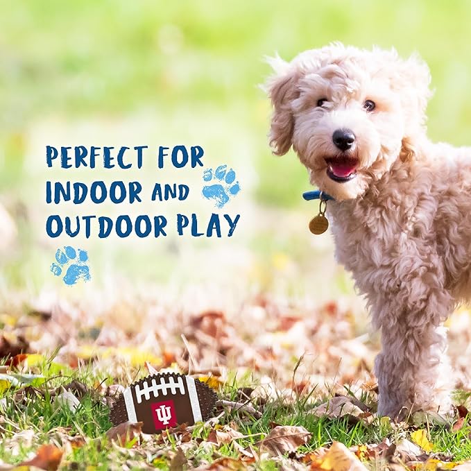 NCAA Indiana Hoosiers Mega-Chew Hard Nylon Bacon-Flavored Bone Football Chew Toy. Interactive Tasty & Fun Chew Toy. Indestructible Strong Durable Tough Dog Toys for Aggressive Chewers