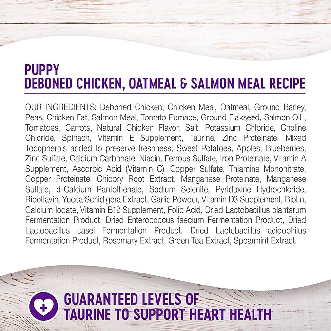 Wellness Complete Health Puppy Dry Dog Food, Wholesome Grain Kibble, Natural, Chicken, Oatmeal, and Salmon Recipe, 30 lb Bag