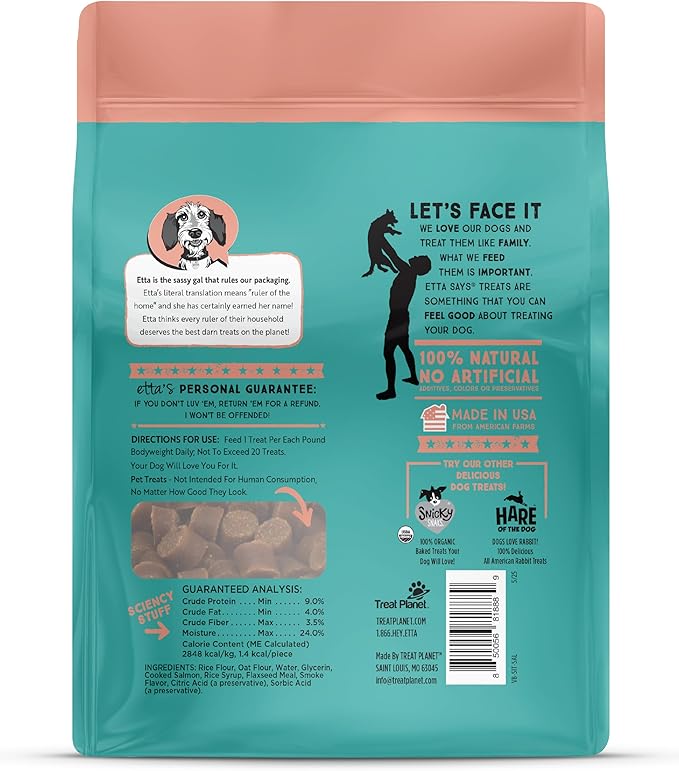etta says! Sit Training Treats - All Natural Smoked Salmon Soft Treats for Dogs - Made in The USA - Soft & Chewy for Small, Medium & Large Dogs or Puppies - 2 Pack