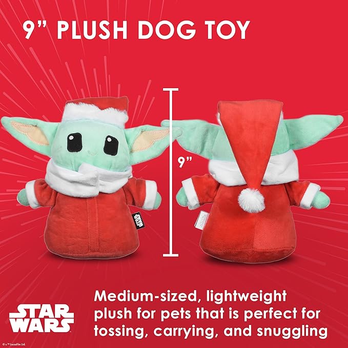 STAR WARS for Pets 9" The Child Santa Plush Figure Squeak Toy Holiday Pet Products, Grogu Squeaky Pet Toy | Dog Chew Toy, Grogu Plush, Stuffed Toys for Dogs