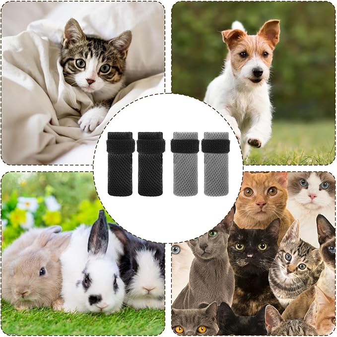 WLLHYF Cat Claw Covers, Cat Booties Anti Scratch Mittens 8 Pcs Mittens to Prevent Scratching Socks Breathable Mesh Paw Covers Adjustable Shoes Booties for Cats Pet Bathing, Cutting Nails