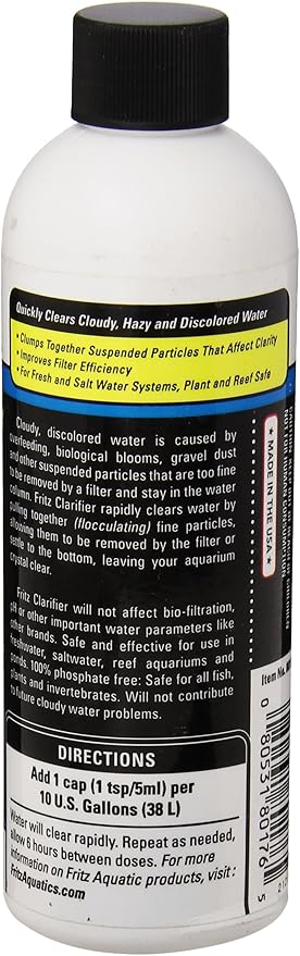 Fritz Aquatics 80176 Fritz Water Clarifier for Fresh and Salt Water Aquariums, 8-Ounce