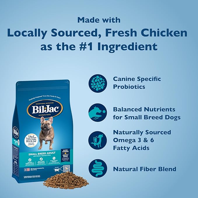 Bil-Jac Small Breed Adult Dry Dog Food | Chicken | Oatmeal & Yams Recipe | 6 lb (2-Pack)