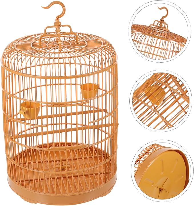 Totority Hanging Plastic Bird Cage with Round Spacious and Durable Pet Cage for Small Parrots Hamsters and Birds for Indoor Use and Gifts