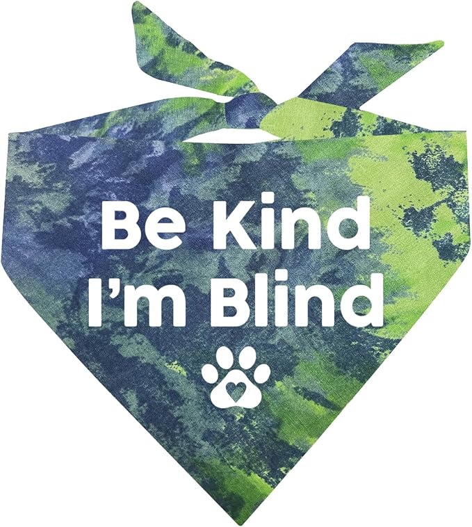 Be Kind I'm Blind Dog Bandana (Green/Blue Scrunch, OS 352)