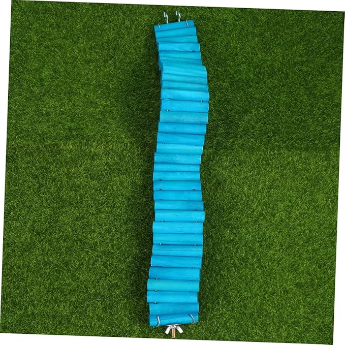 Pet Wooden Ladder for Hamsters and Parrots, Round Wood Climbing Ramp 6x40cm, Sky-Blue Small Animal Climbing Accessory for Birdcage and Hamster Habitat