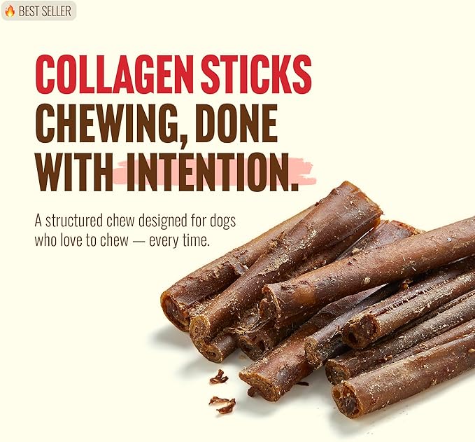 Natural Farm Bully Coated Gourmet Collagen Sticks (4 Inch, 10 Pack), Real Bully Beef Coated, 95% Natural Collagen Dog Chews, Supports Healthy Joints, Skin & Coat - Best for Small & Medium Dogs