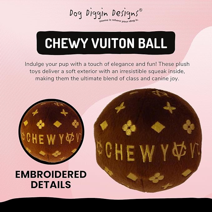 Dog Diggin Designs Runway Pup Collection | Unique Squeaky Parody Plush Dog Toys – Prêt-à-Porter Dog Bones, Balls & More