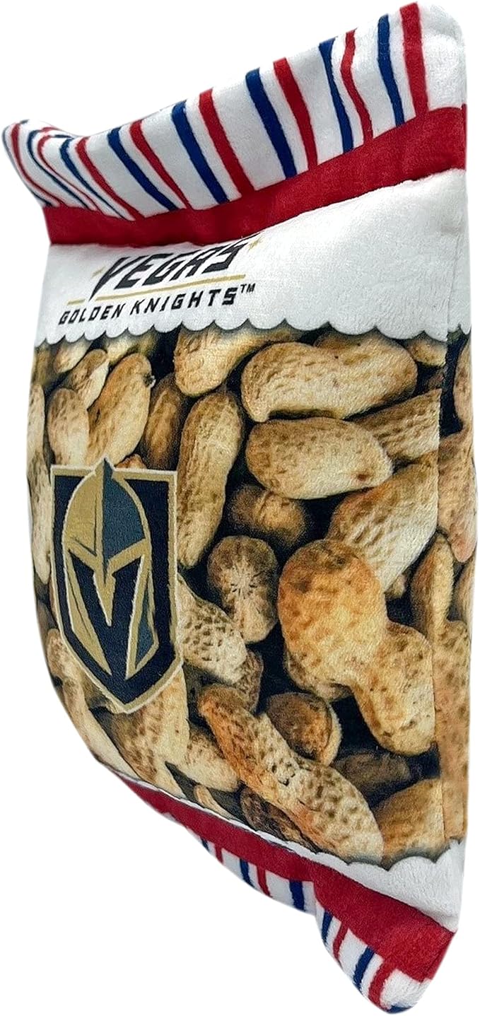 Pets First NHL Las Vegas Golden Knights Crinkle Fine Plush Dog & Cat Squeak Toy - Cutest Stadium Peanuts Snack Plush Toy for Dogs & Cats with Inner Squeaker and Beautiful Hockey Team Name/Logo