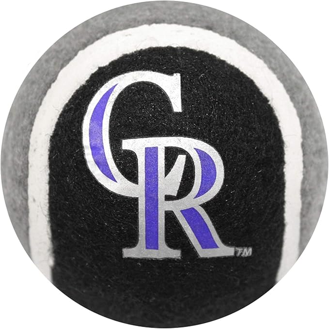 MLB Colorado Rockies TENNIS BALLS for DOGS & CATS - 2 piece set with Team Logo in Vibrant Team Color