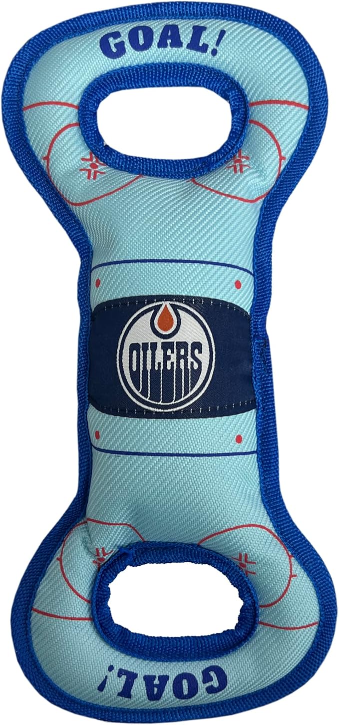 Pets First NHL Edmonton Oilers Hockey Field Dog Tug Fetch Squeak Chew Toy, One Size