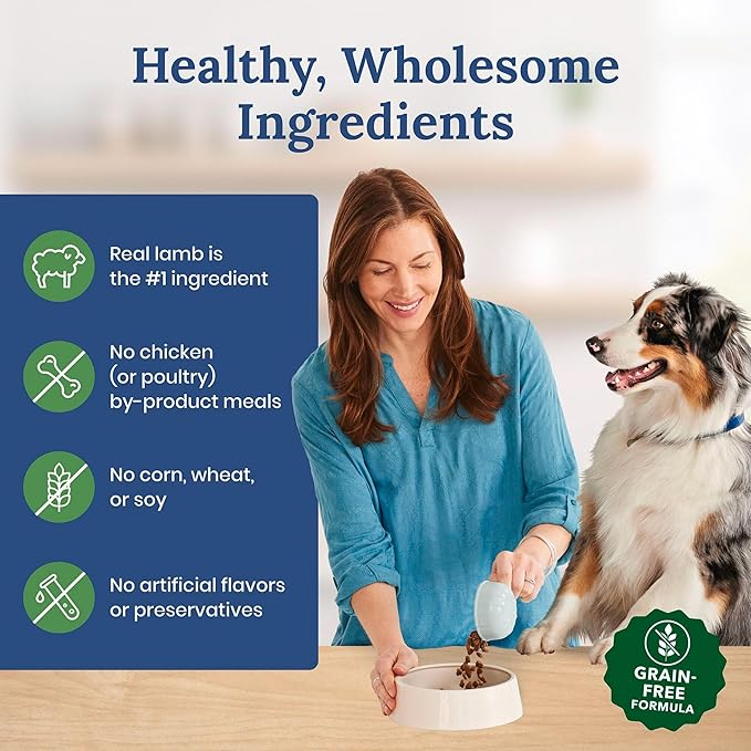 Blue Buffalo Life Protection Formula Natural Grain Free Adult Dry Dog Food, with Lamb and Potatoes, 24 lb. Bag