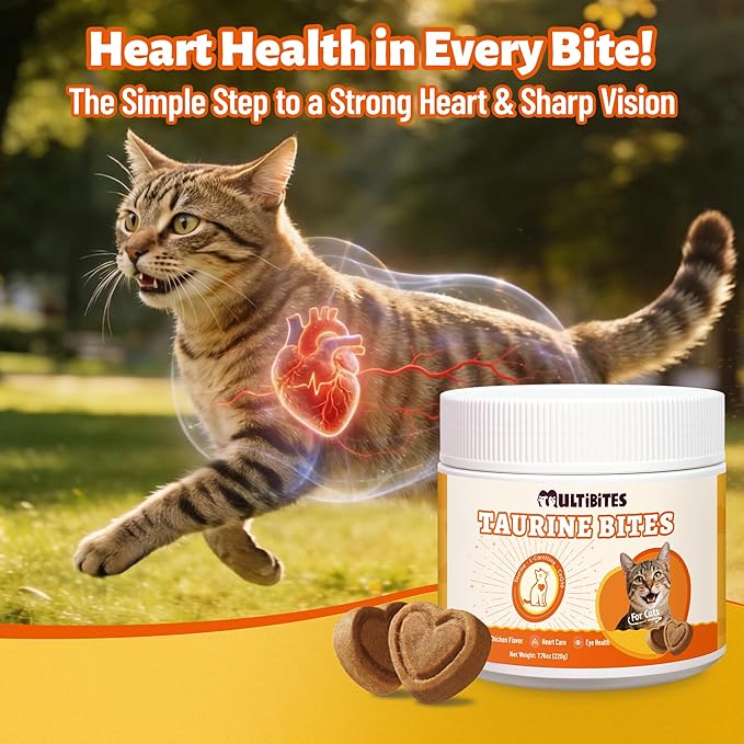 330 Bites Taurine for Cats for Heart & Eye Health – with Omega-3, CoQ10, Lutein and Vitamins for Cats – Natural Antioxidant Support for Kittens, Adult & Senior Cats 7.76 oz