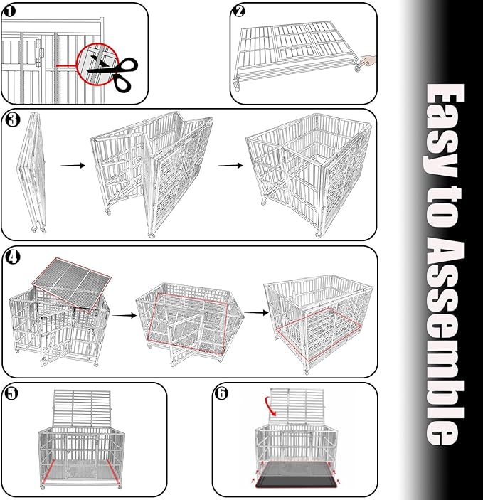Confote 37 Inch Heavy Duty Dog Crate Metal Cage Kennel, High Anxiety Pet Cage with Lockable Wheels & Double Doors for Small Medium Large Dogs