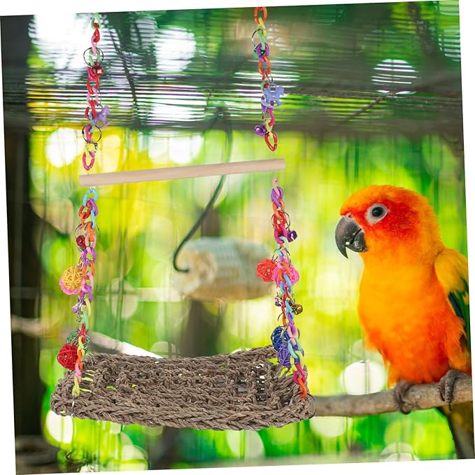 BESPORTBLE 1set Funny Bird Hammock Toy for Cockatiel Parrot Swing Perch Climbing Hammock for Pets Decorative and Comfortable Bird Cage Accessory
