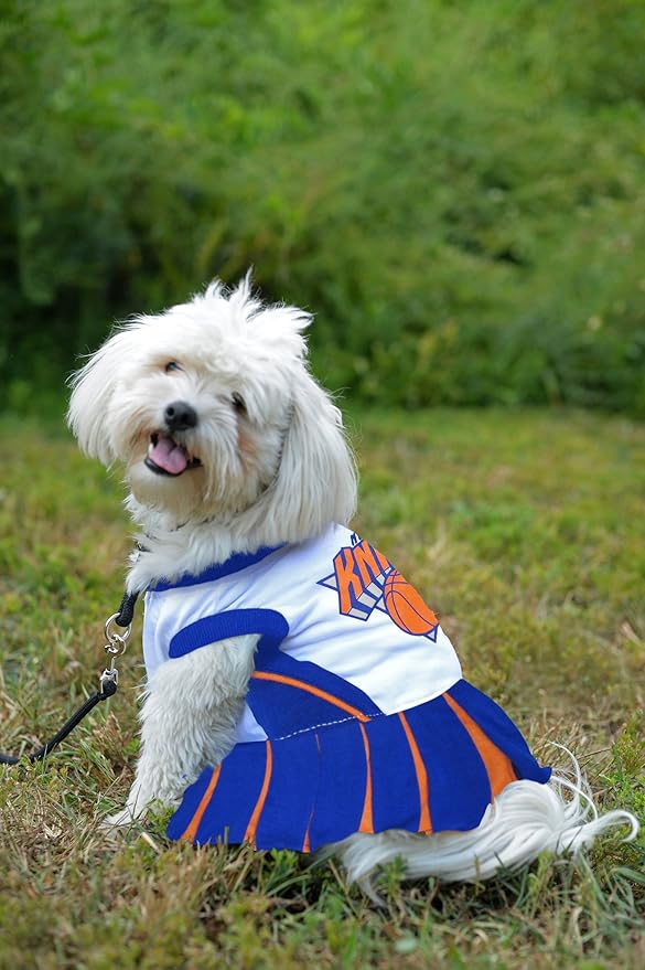 Pets First NBA New York Knicks Dog Cheerleader Dress, Small