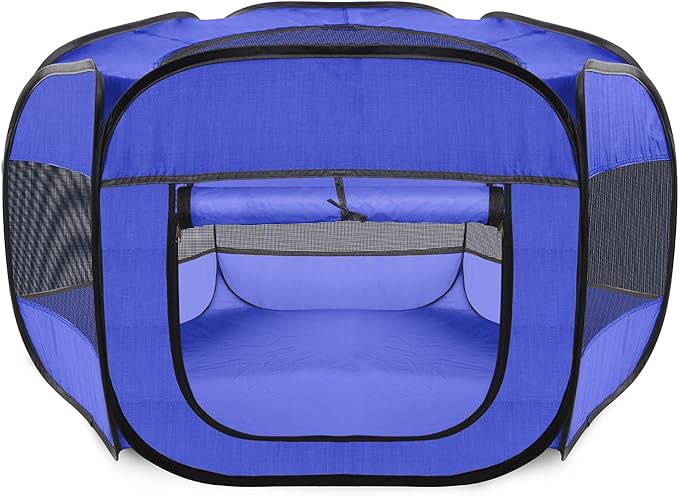 Paws & Pals Dog Playpen, Lightweight Portable Play Tent House for Indoor Outdoor Pet Exercise, Collapsible Pop Up Pen Fence with Removable Top & Travel Bag, Small-Med Dogs Cat Rabbit or Puppy